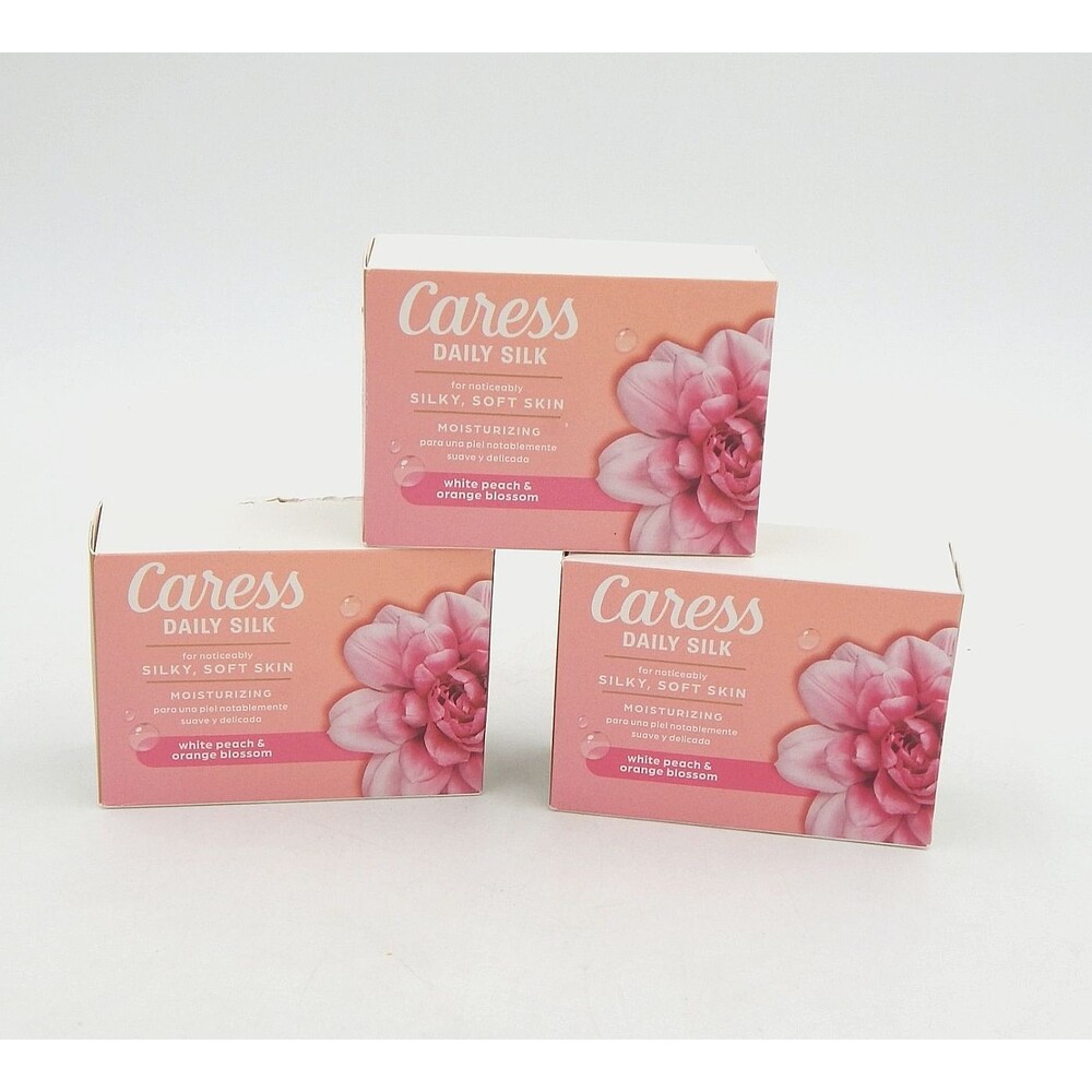 Caress Daily Silk White Peach & Orange Blossom Bar Soap 3.15 Oz Moisturizing L/3